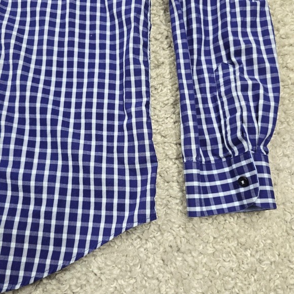 7 Diamonds Shirt Mens Large Purple Plaid‎ Button Up Long Sleeve Cotton Office - Picture 3 of 12